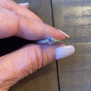 Sterling silver stackable 092 stamped ring. Purple diamond stone gorgeous ring